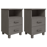 Bedside Cabinets"HAMAR"2 pcs Light Grey 40x35x62 cm Solid Wood