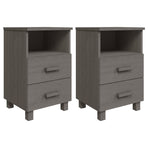 Bedside Cabinets"HAMAR"2 pcs Light Grey 40x35x62 cm Solid Wood