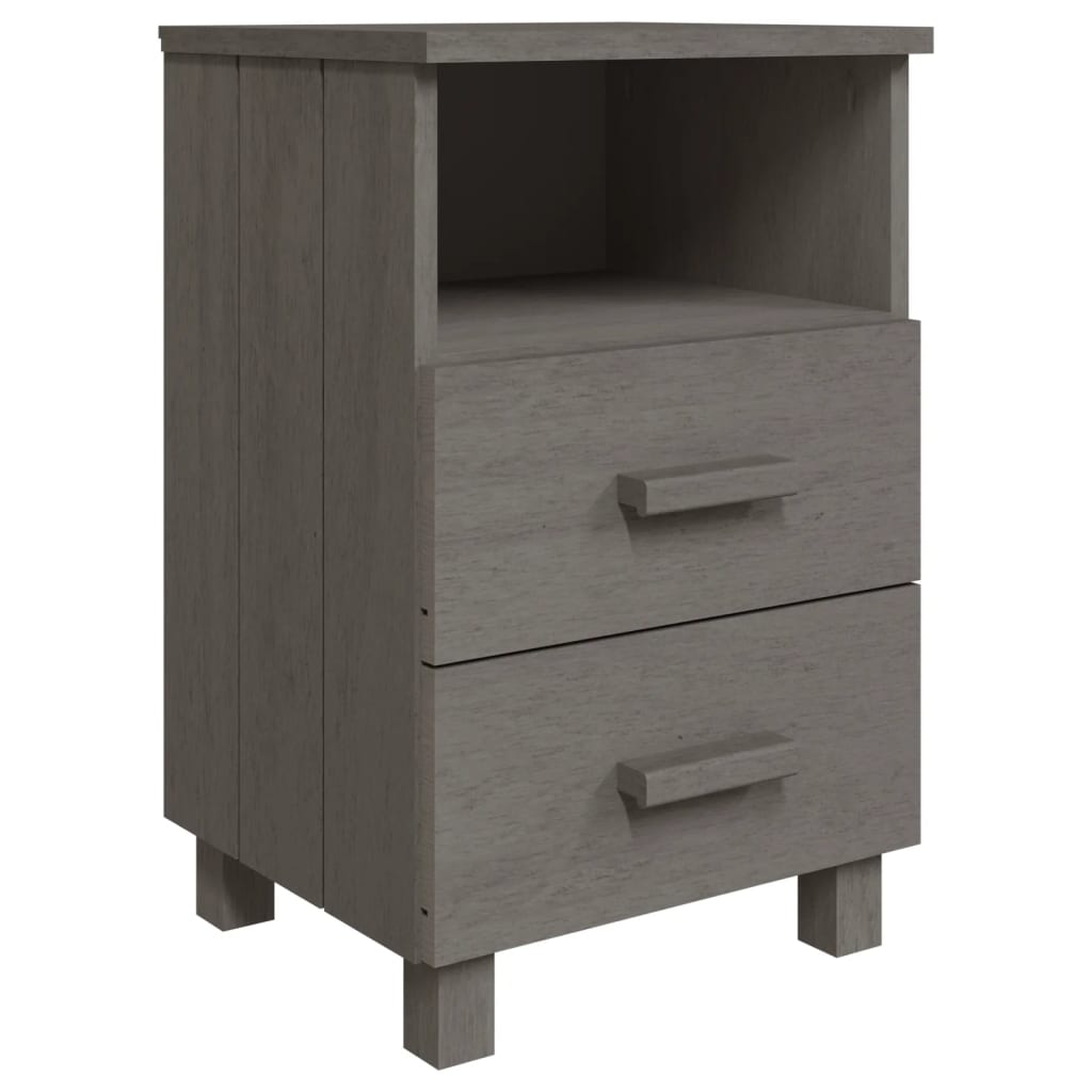 Bedside Cabinets"HAMAR"2 pcs Light Grey 40x35x62 cm Solid Wood