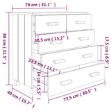 Sideboard "HAMAR" Dark Grey 79x40x80 cm Solid Wood Pine