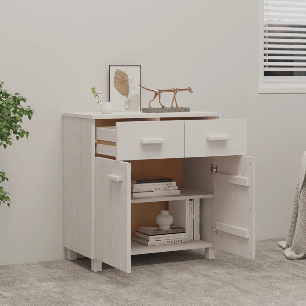 Sideboard "HAMAR" White 79x40x80 cm Solid Wood Pine