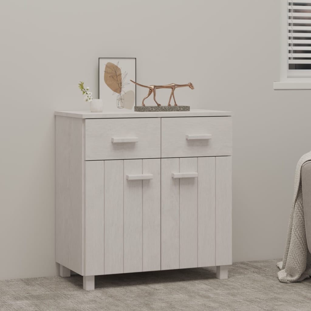 Sideboard "HAMAR" White 79x40x80 cm Solid Wood Pine