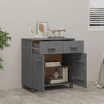 Sideboard "HAMAR" Dark Grey 79x40x80 cm Solid Wood Pine