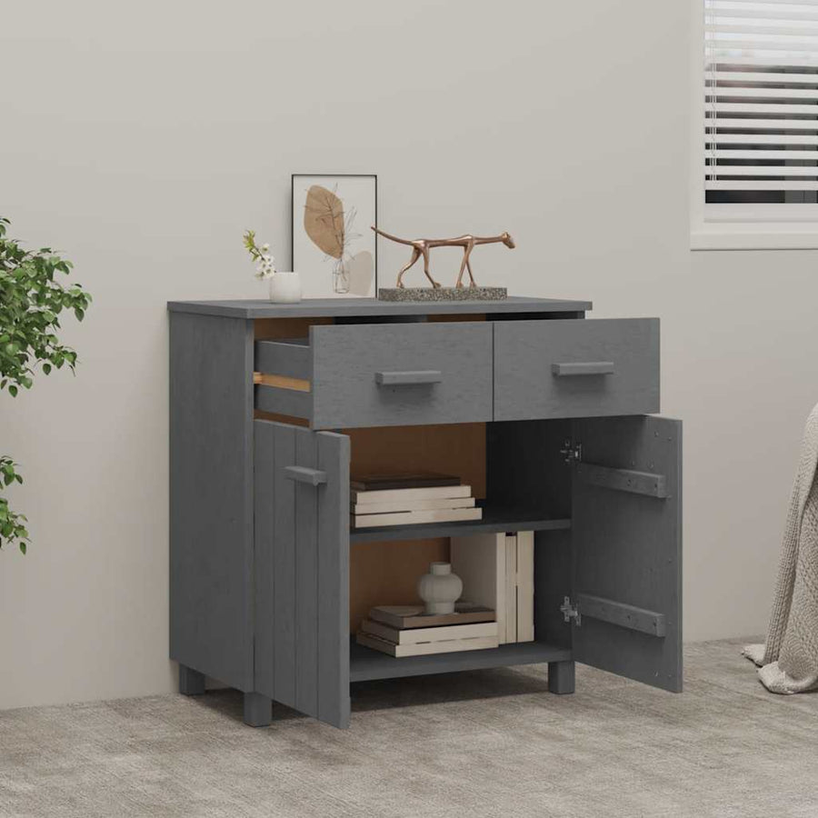 Sideboard "HAMAR" Dark Grey 79x40x80 cm Solid Wood Pine