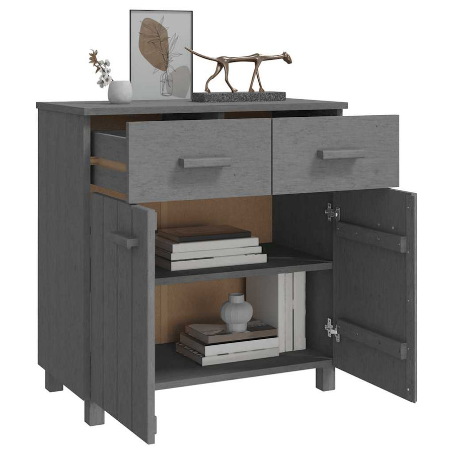 Sideboard "HAMAR" Dark Grey 79x40x80 cm Solid Wood Pine