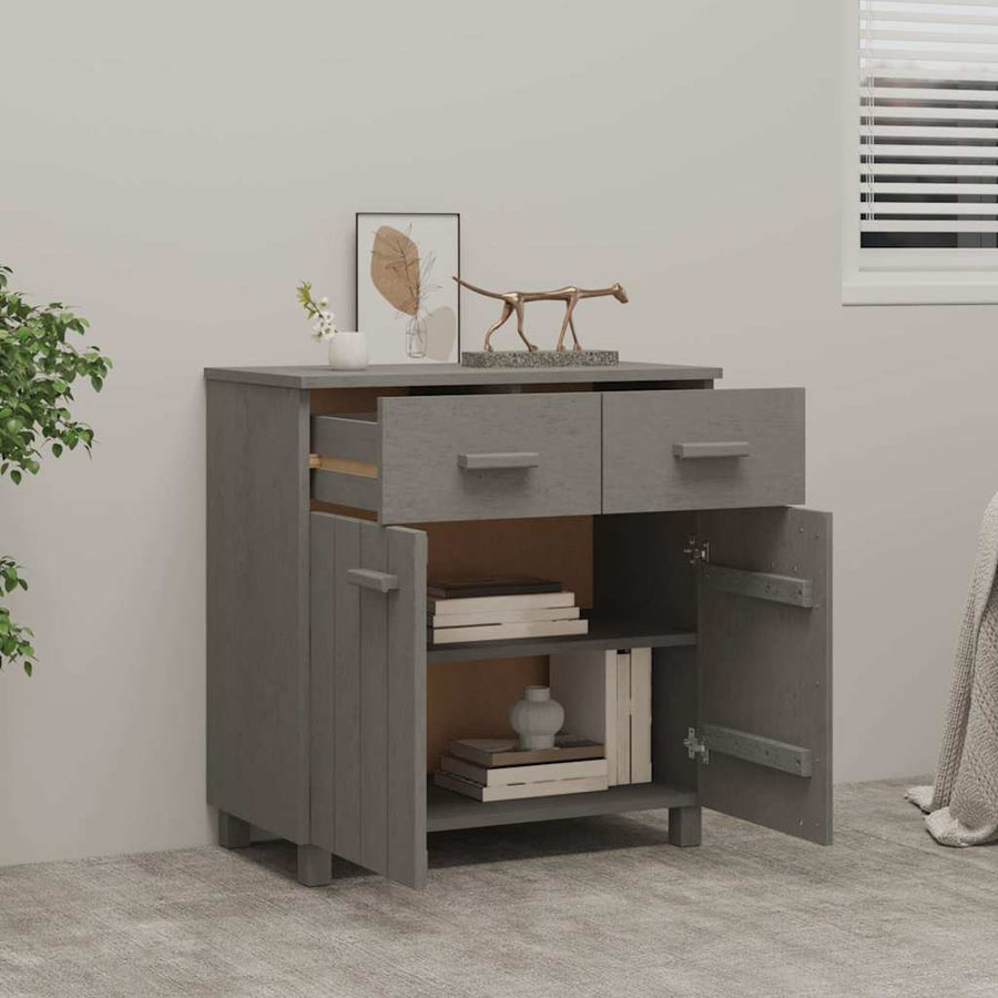 Sideboard "HAMAR" Light Grey 79x40x80 cm Solid Wood Pine
