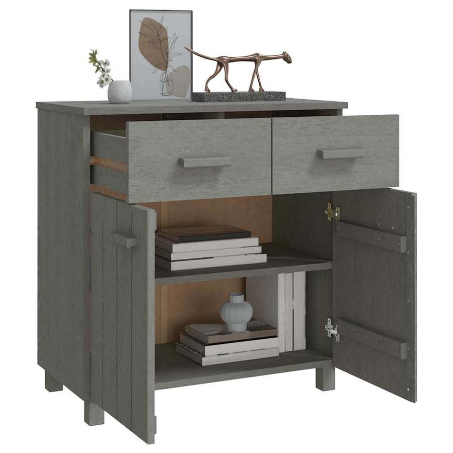 Sideboard "HAMAR" Light Grey 79x40x80 cm Solid Wood Pine