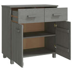 Sideboard "HAMAR" Light Grey 79x40x80 cm Solid Wood Pine