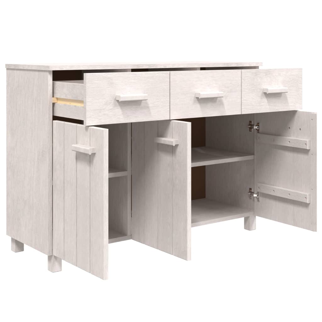 Sideboard "HAMAR" White 113x40x80 cm Solid Wood Pine