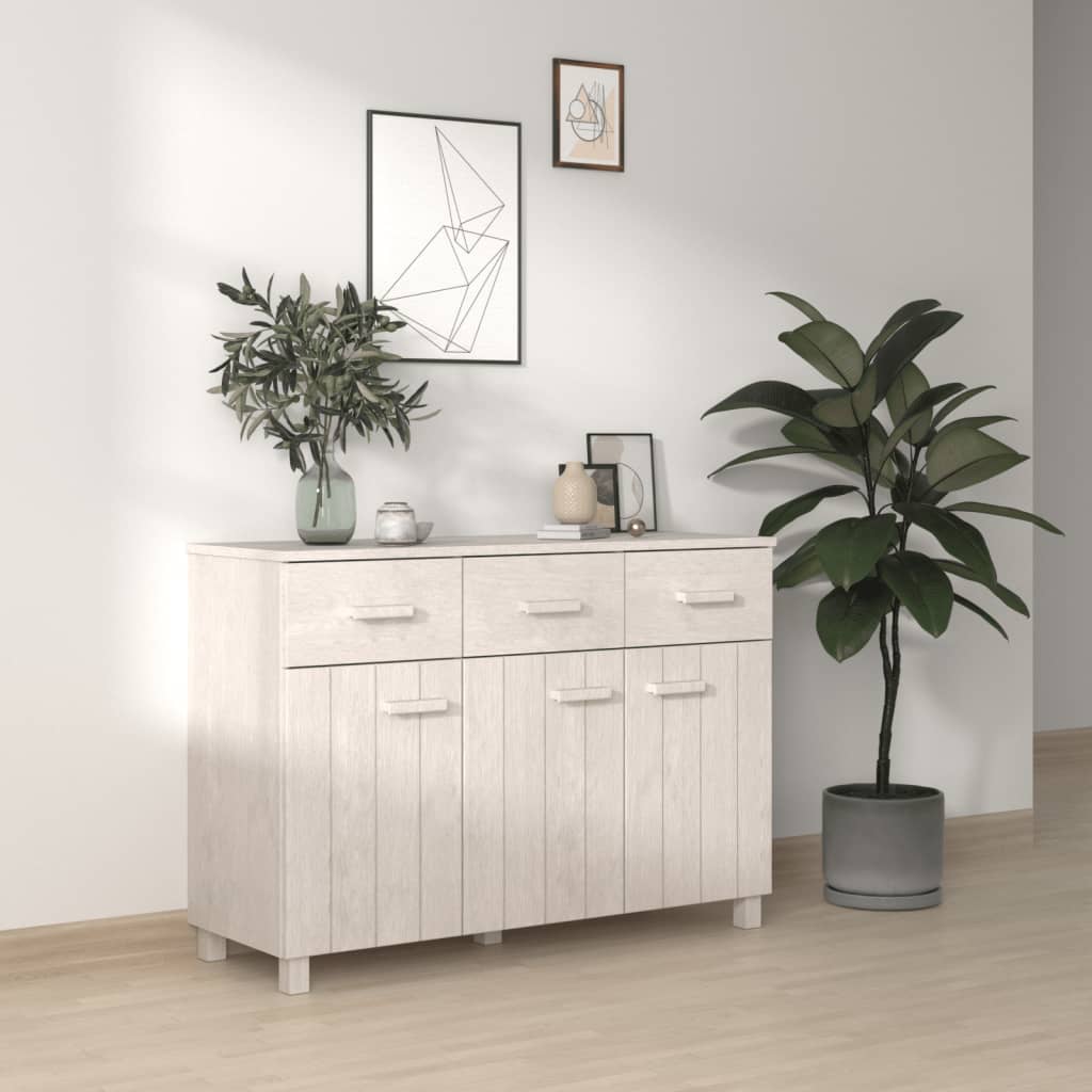 Sideboard "HAMAR" White 113x40x80 cm Solid Wood Pine