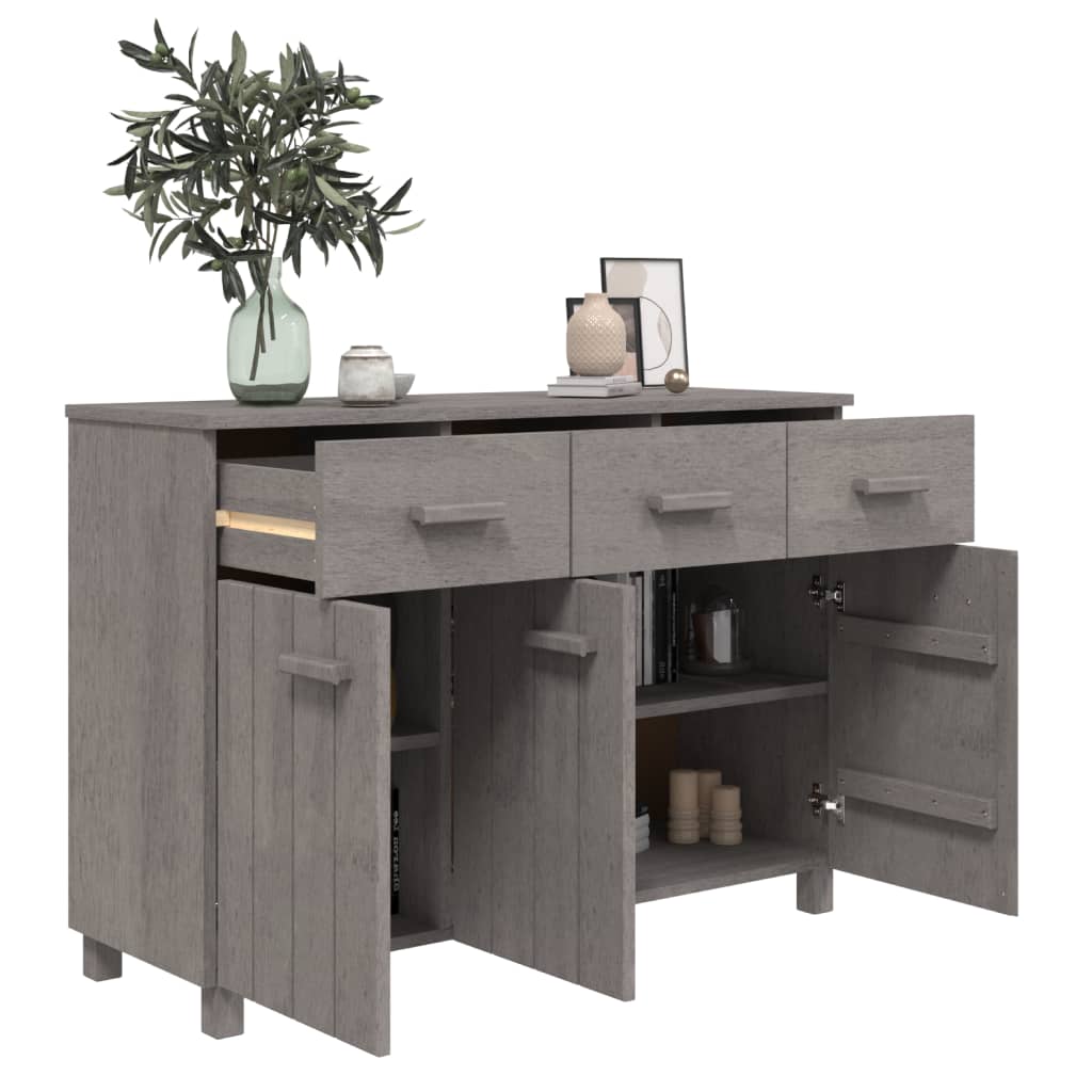 Sideboard "HAMAR" Light Grey 113x40x80 cm Solid Wood Pine