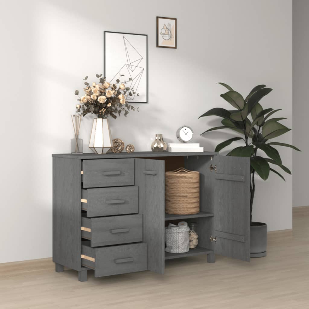 Sideboard "HAMAR" Dark Grey 113x40x80 cm Solid Wood Pine