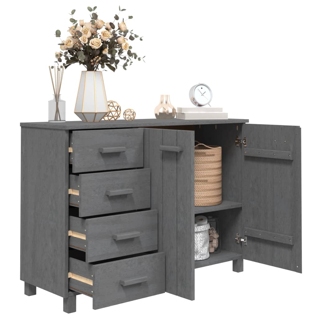 Sideboard "HAMAR" Dark Grey 113x40x80 cm Solid Wood Pine