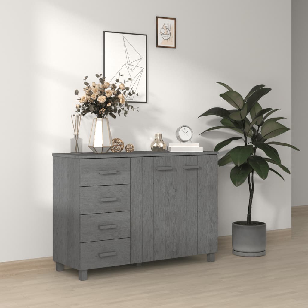 Sideboard "HAMAR" Dark Grey 113x40x80 cm Solid Wood Pine