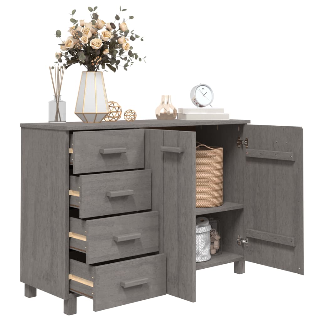 Sideboard "HAMAR" Light Grey 113x40x80 cm Solid Wood Pine
