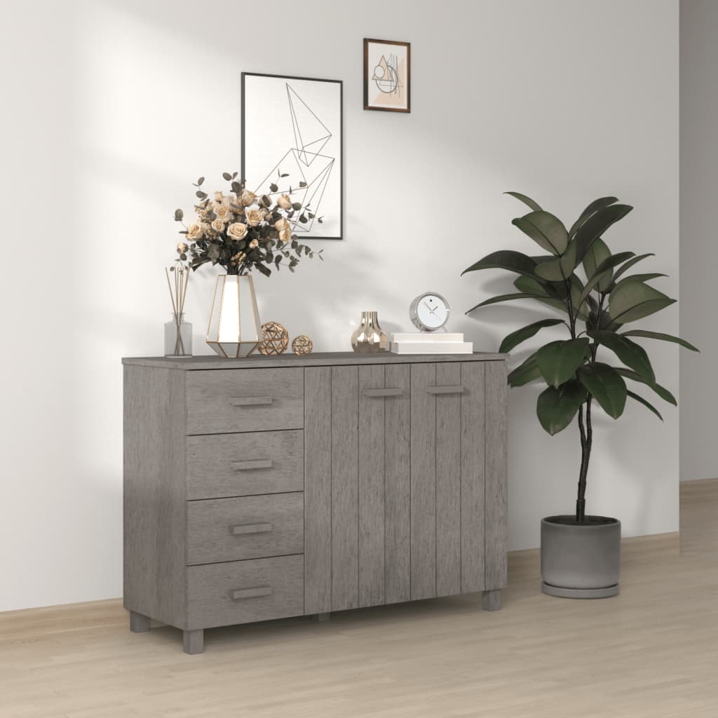 Sideboard "HAMAR" Light Grey 113x40x80 cm Solid Wood Pine