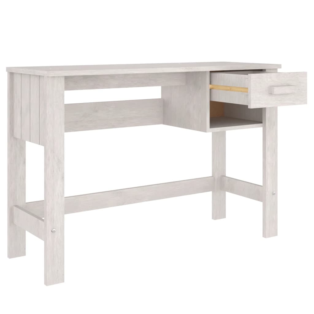Desk "HAMAR" White 110x40x75 cm Solid Wood Pine