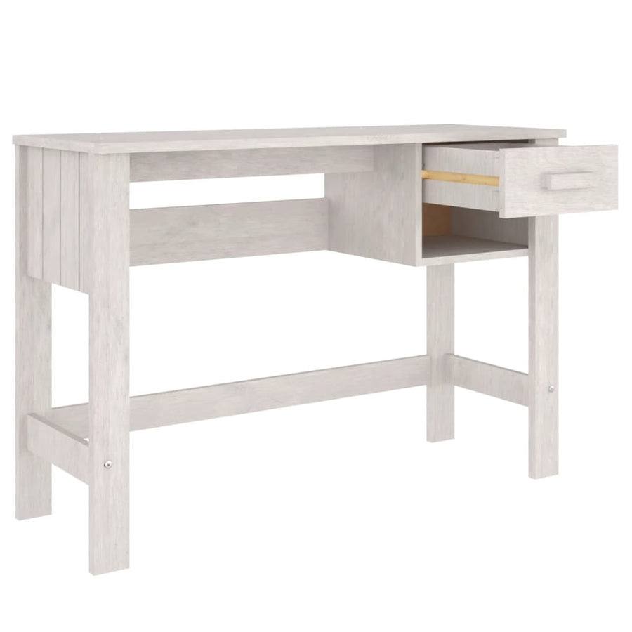 Desk "HAMAR" White 110x40x75 cm Solid Wood Pine