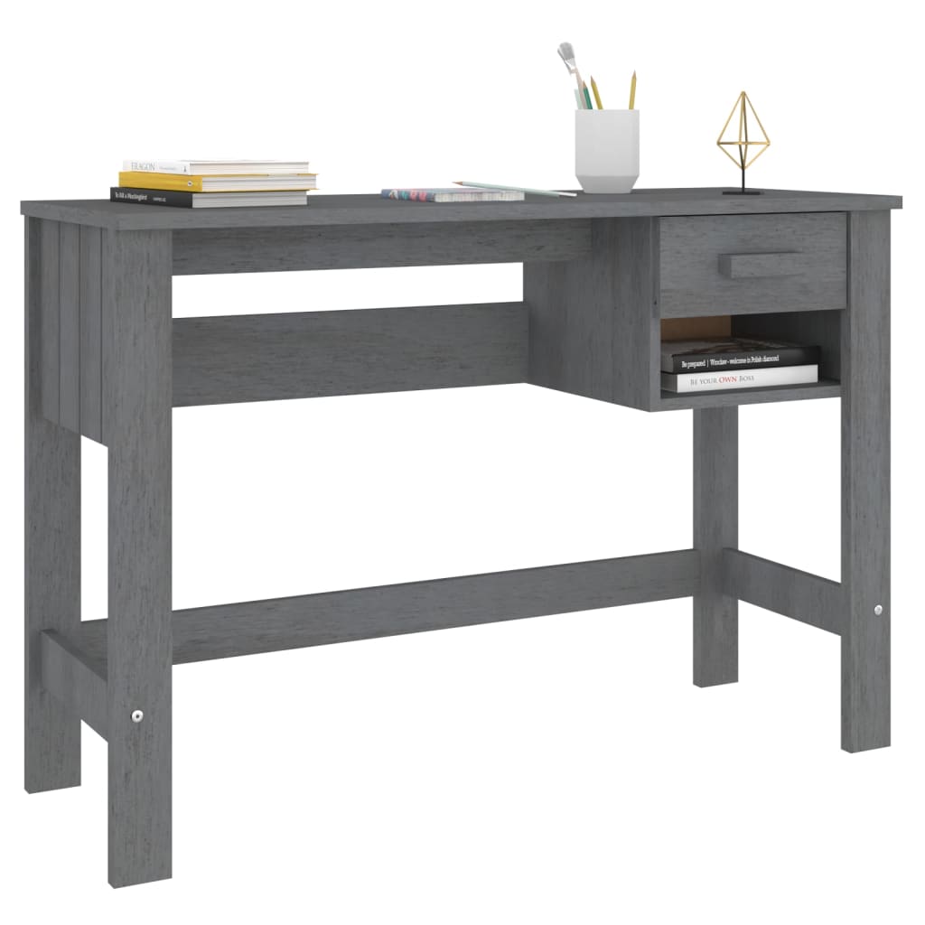 Desk "HAMAR" Dark Grey 110x40x75 cm Solid Wood Pine