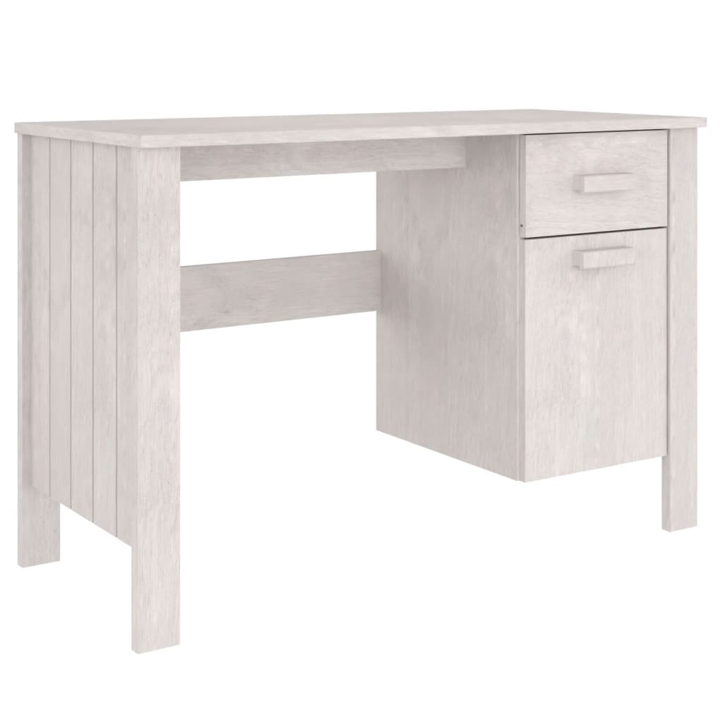 Desk "HAMAR" White 113x50x75 cm Solid Wood Pine