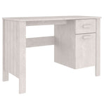 Desk "HAMAR" White 113x50x75 cm Solid Wood Pine