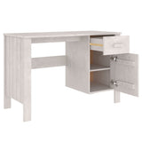 Desk "HAMAR" White 113x50x75 cm Solid Wood Pine