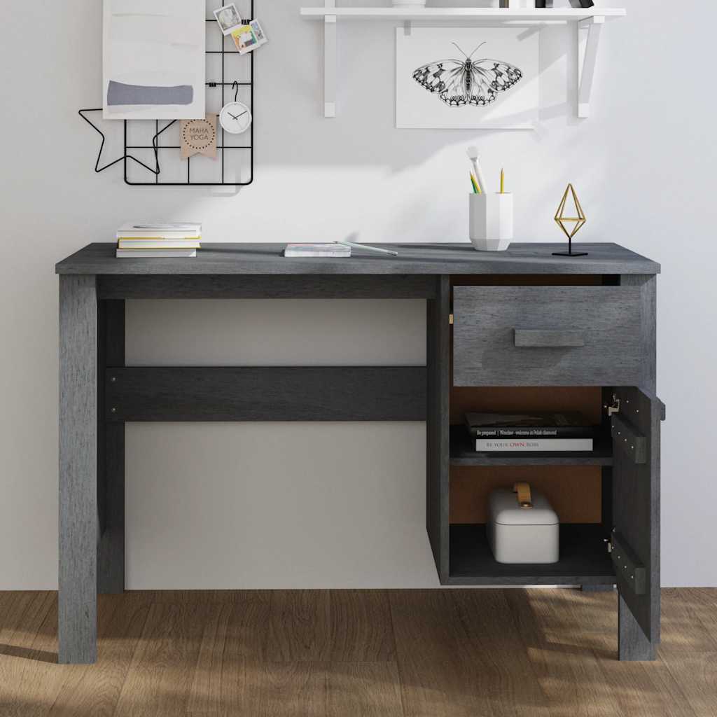 Desk "HAMAR" Dark Grey 113x50x75 cm Solid Wood Pine
