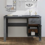 Desk "HAMAR" Dark Grey 113x50x75 cm Solid Wood Pine
