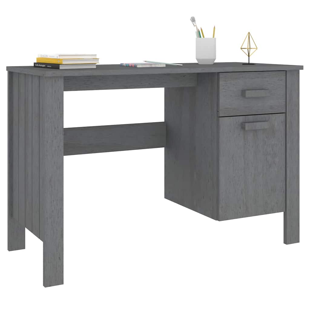 Desk "HAMAR" Dark Grey 113x50x75 cm Solid Wood Pine