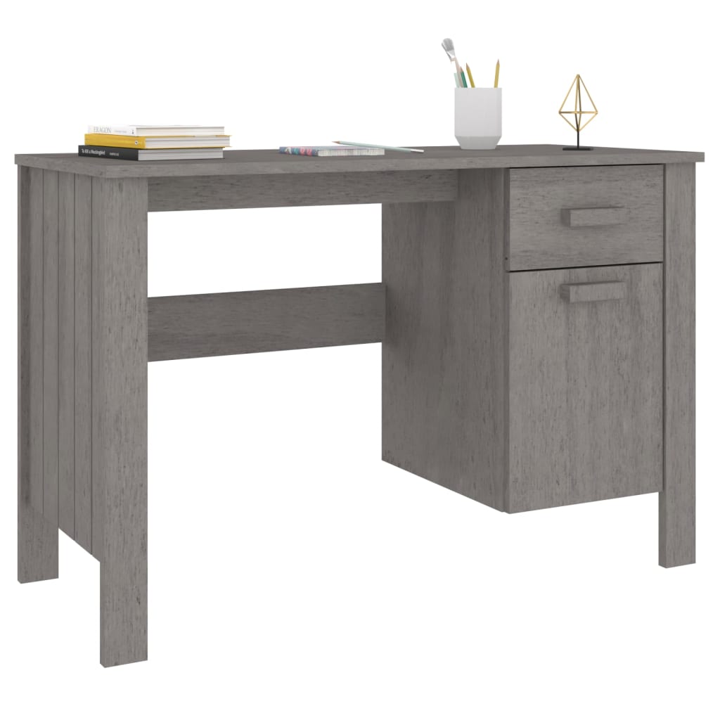 Desk "HAMAR" Light Grey 113x50x75 cm Solid Wood Pine