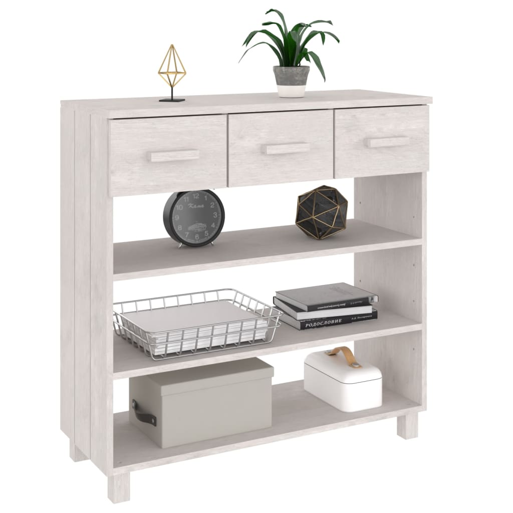 Console Table "HAMAR" White 90x35x90 cm Solid Wood Pine