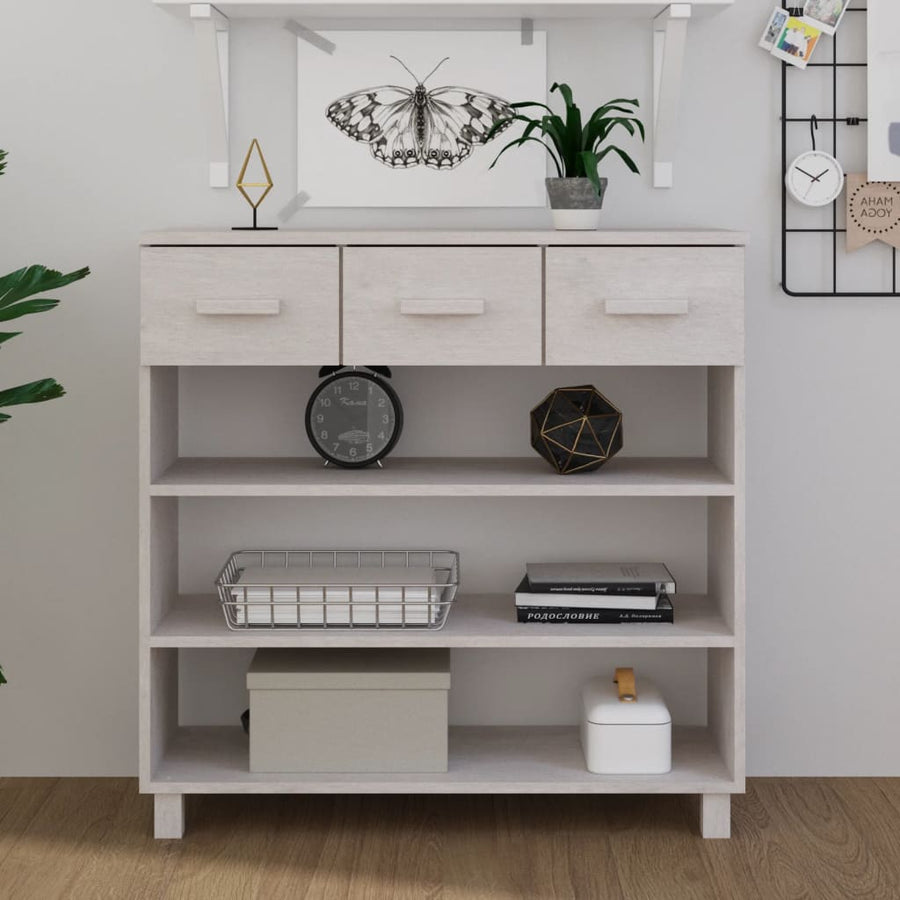 Console Table "HAMAR" White 90x35x90 cm Solid Wood Pine