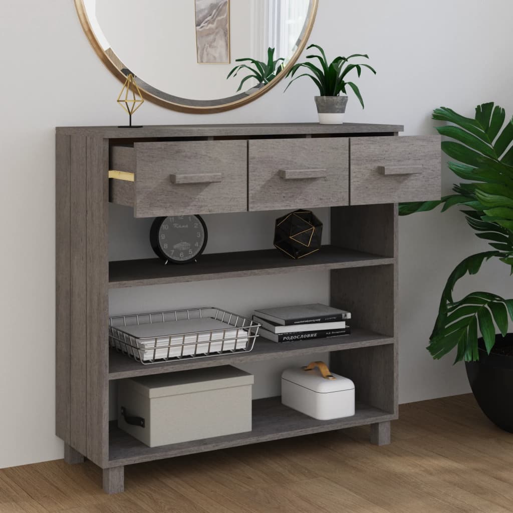 Console Table "HAMAR" Light Grey 90x35x90 cm Solid Wood Pine