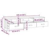 TV Cabinet "HAMAR" Light Grey 158x40x40 cm Solid Wood Pine