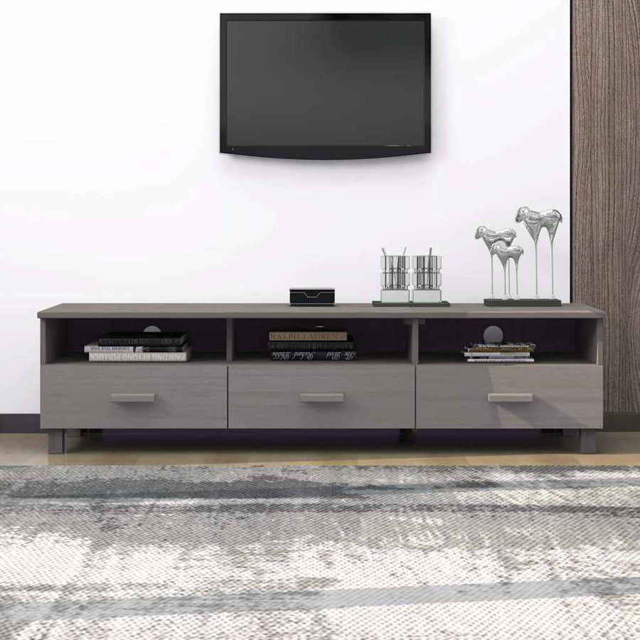 TV Cabinet "HAMAR" Light Grey 158x40x40 cm Solid Wood Pine