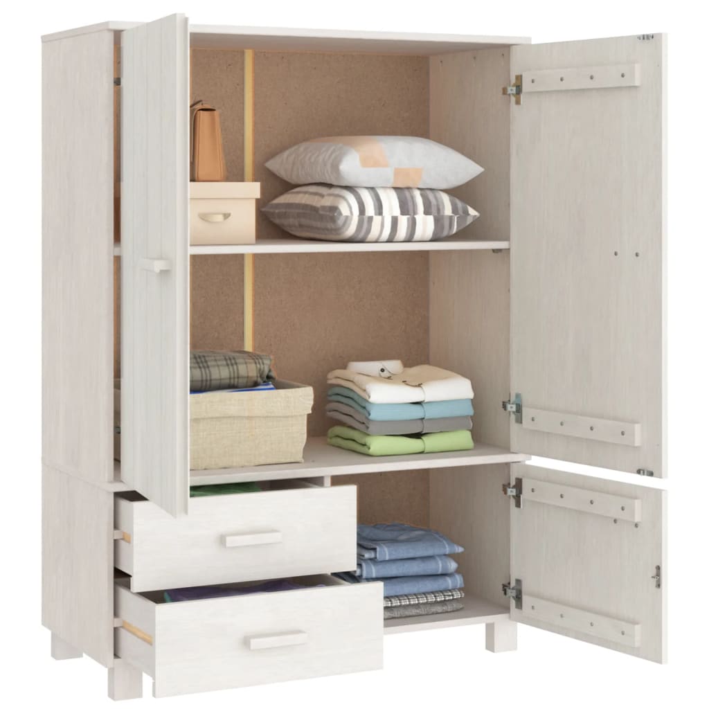 Wardrobe "HAMAR" White 99x45x137 cm Solid Wood Pine
