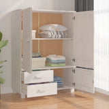 Wardrobe "HAMAR" White 99x45x137 cm Solid Wood Pine