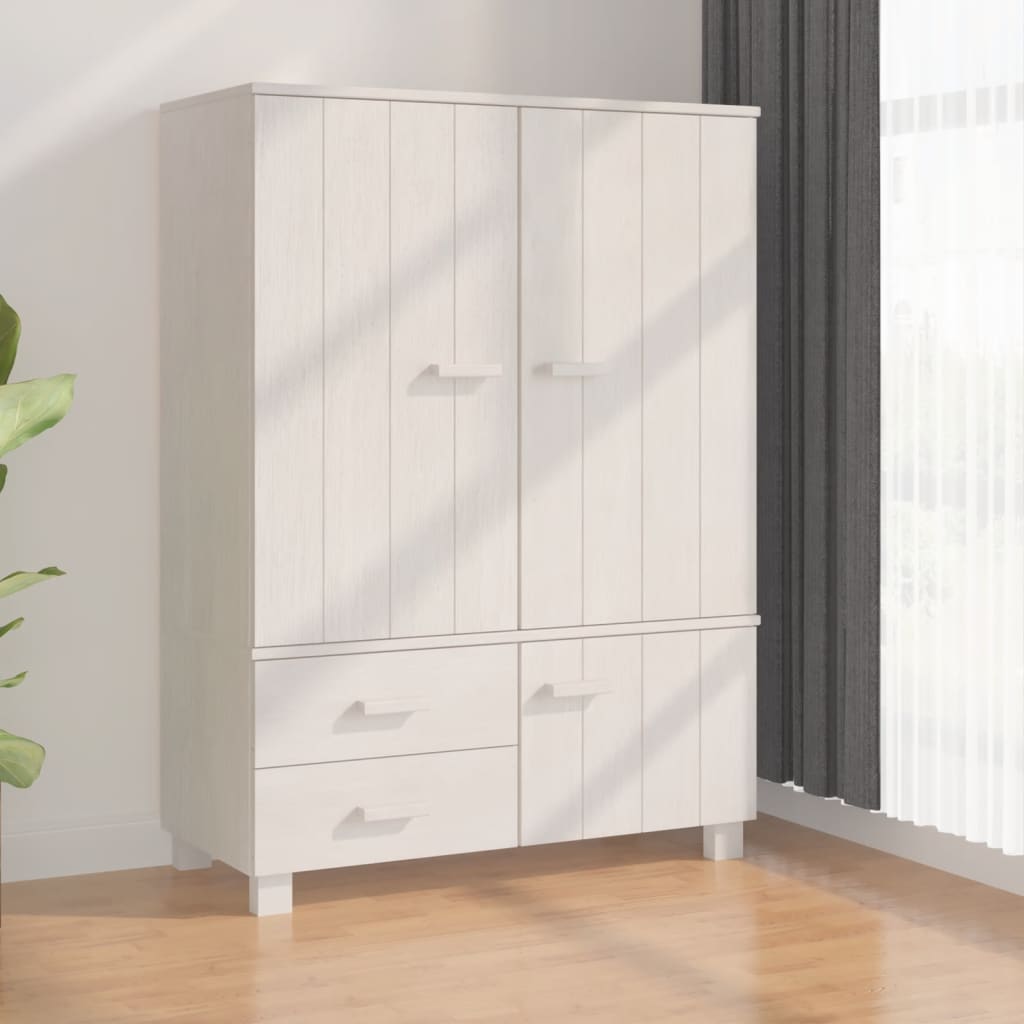 Wardrobe "HAMAR" White 99x45x137 cm Solid Wood Pine