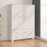 Wardrobe "HAMAR" White 99x45x137 cm Solid Wood Pine