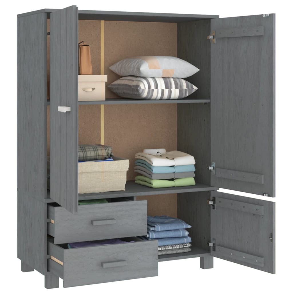 Wardrobe "HAMAR" Dark Grey 99x45x137 cm Solid Wood Pine
