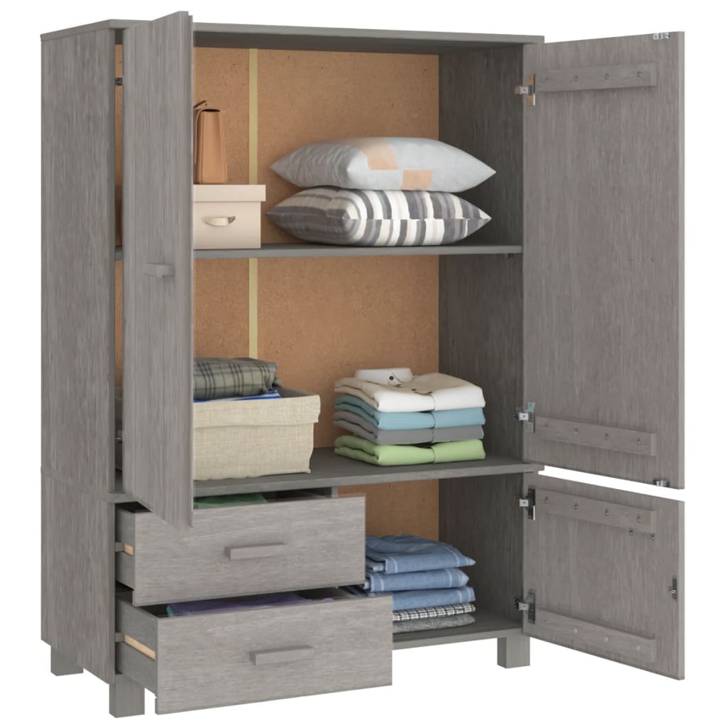 Wardrobe "HAMAR" Light Grey 99x45x137 cm Solid Wood Pine