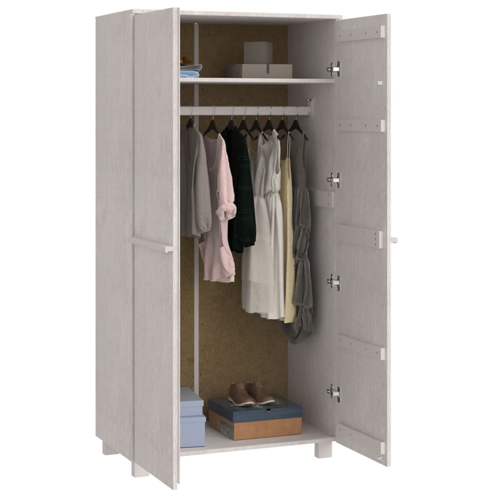 Wardrobe "HAMAR" White 89x50x180 cm Solid Wood Pine