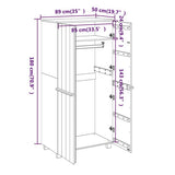 Wardrobe "HAMAR" White 89x50x180 cm Solid Wood Pine