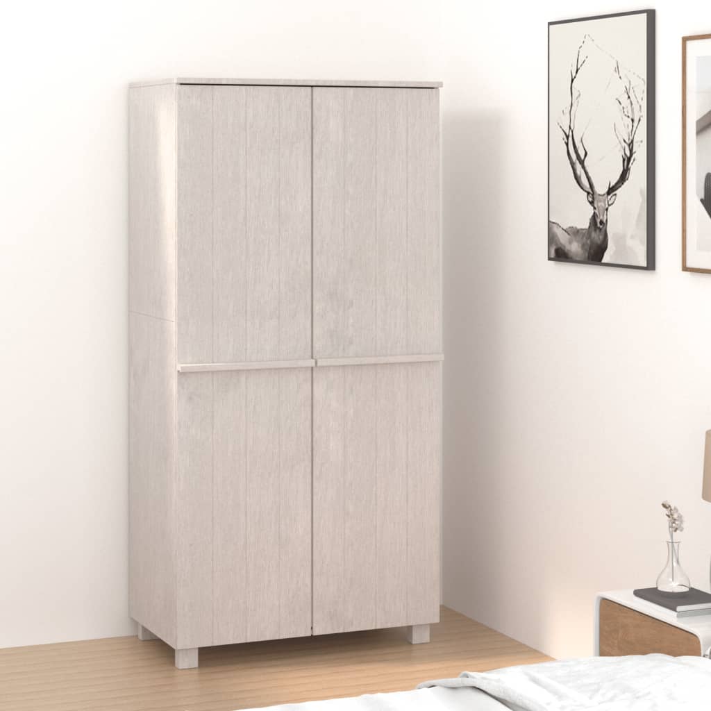 Wardrobe "HAMAR" White 89x50x180 cm Solid Wood Pine