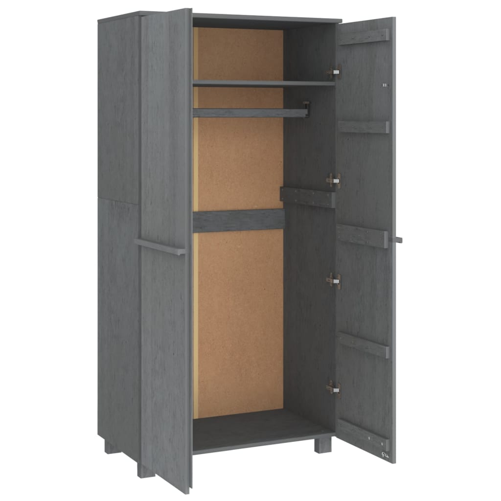 Wardrobe "HAMAR" Dark Grey 89x50x180 cm Solid Wood Pine