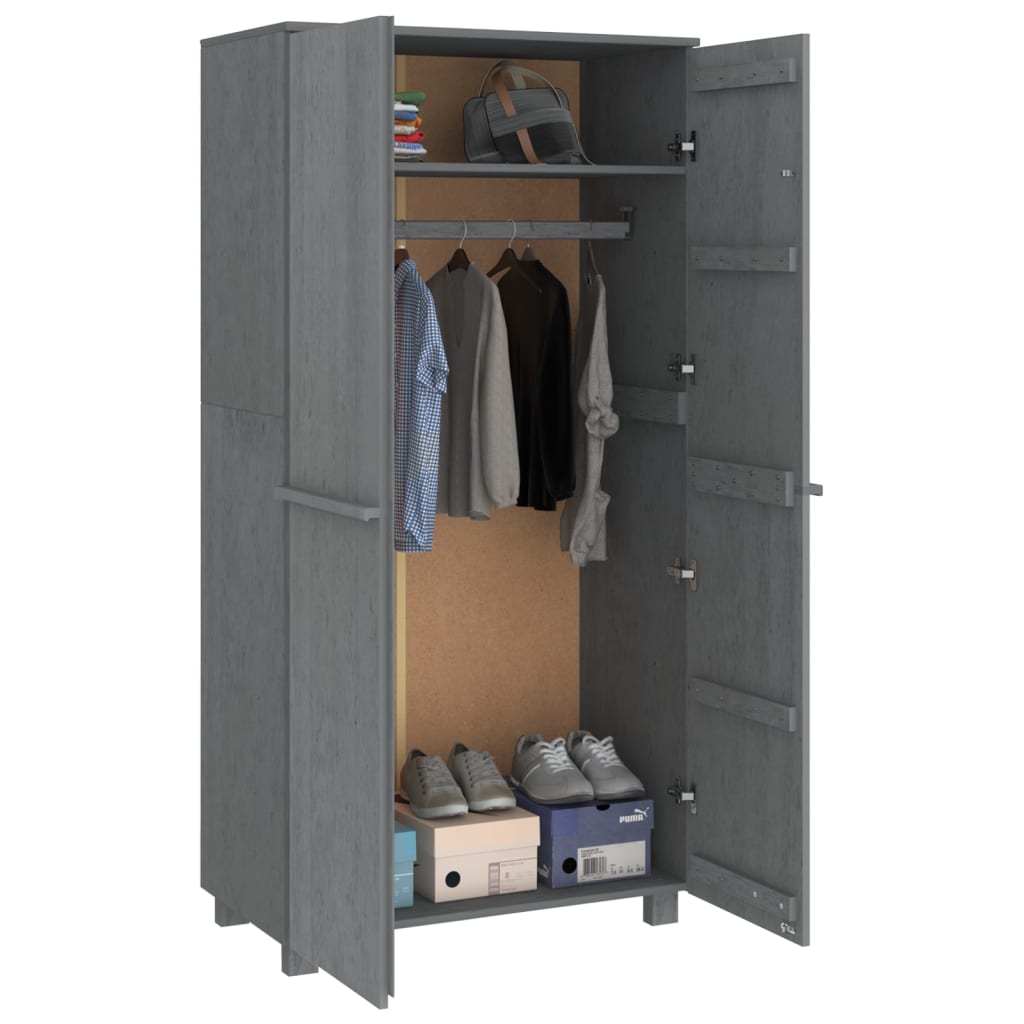 Wardrobe "HAMAR" Dark Grey 89x50x180 cm Solid Wood Pine