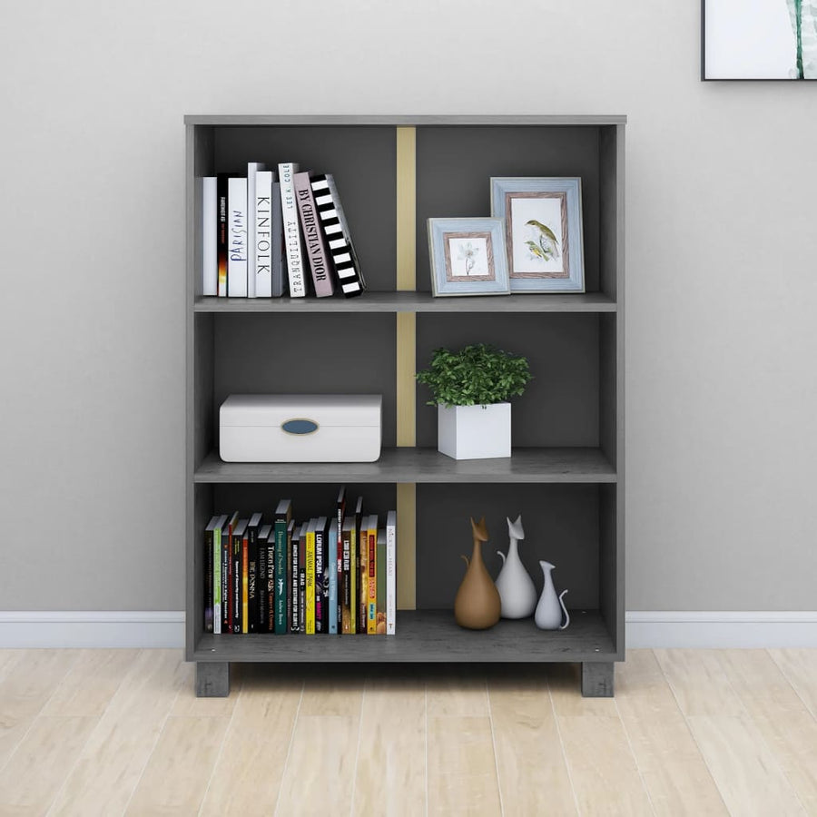 Book Cabinet "HAMAR" Dark Grey 85x35x112 cm Solid Wood Pine