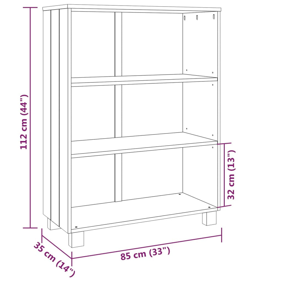 Book Cabinet "HAMAR" Dark Grey 85x35x112 cm Solid Wood Pine