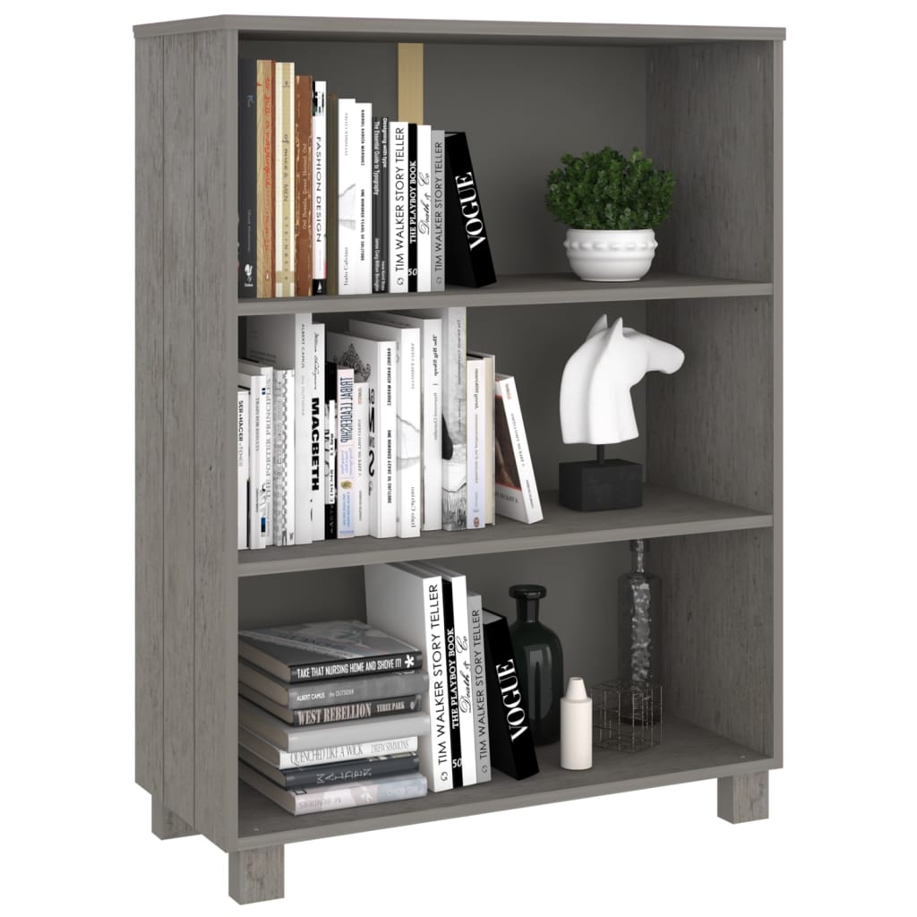Book Cabinet "HAMAR" Light Grey 85x35x112 cm Solid Wood Pine