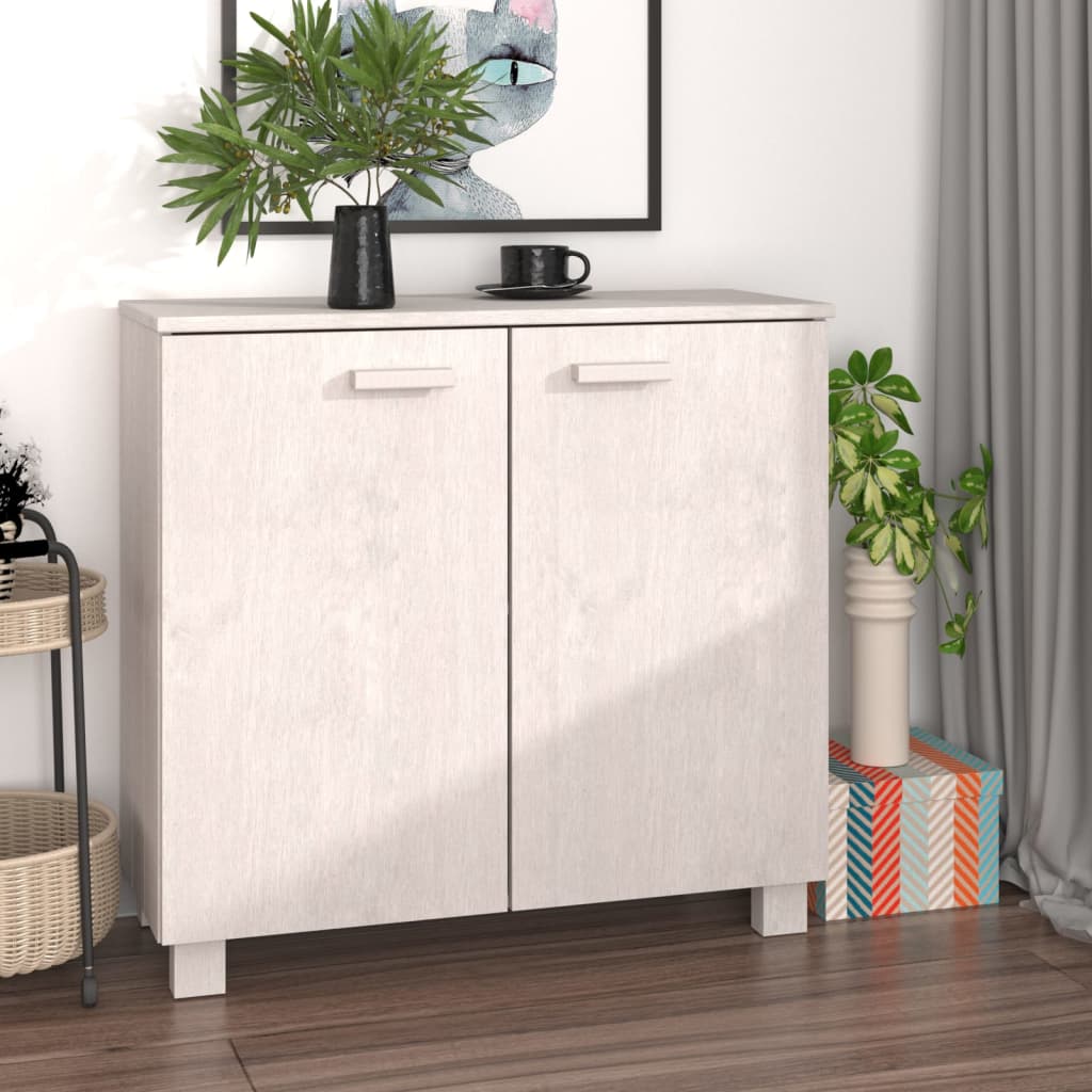 Sideboard "HAMAR" White 85x35x80 cm Solid Wood Pine